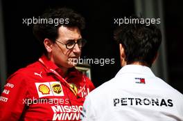 (L to R): Mattia Binotto (ITA) Ferrari Team Principal with Toto Wolff (GER) Mercedes AMG F1 Shareholder and Executive Director. 31.03.2019. Formula 1 World Championship, Rd 2, Bahrain Grand Prix, Sakhir, Bahrain, Race Day.