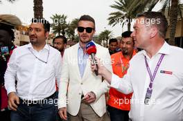 David Beckham (GBR) Former Football Player with Craig Slater (GBR) Sky F1 Reporter. 31.03.2019. Formula 1 World Championship, Rd 2, Bahrain Grand Prix, Sakhir, Bahrain, Race Day.
