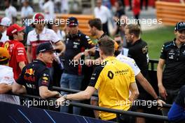 (L to R): Max Verstappen (NLD) Red Bull Racing and Nico Hulkenberg (GER) Renault F1 Team on the drivers parade. 31.03.2019. Formula 1 World Championship, Rd 2, Bahrain Grand Prix, Sakhir, Bahrain, Race Day.