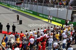 Drivers as the grid observes the national anthem. 17.11.2019. Formula 1 World Championship, Rd 20, Brazilian Grand Prix, Sao Paulo, Brazil, Race Day.