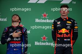 1st place Max Verstappen (NLD) Red Bull Racing RB15 and 2nd place Pierre Gasly (FRA) Scuderia Toro Rosso STR14. 17.11.2019. Formula 1 World Championship, Rd 20, Brazilian Grand Prix, Sao Paulo, Brazil, Race Day.