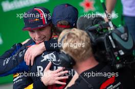 (L to R): race winner Max Verstappen (NLD) Red Bull Racing with second placed Pierre Gasly (FRA) Scuderia Toro Rosso in parc ferme. 17.11.2019. Formula 1 World Championship, Rd 20, Brazilian Grand Prix, Sao Paulo, Brazil, Race Day.