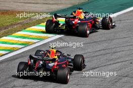 Max Verstappen (NLD) Red Bull Racing RB15 leads team mate Alexander Albon (THA) Red Bull Racing RB15. 17.11.2019. Formula 1 World Championship, Rd 20, Brazilian Grand Prix, Sao Paulo, Brazil, Race Day.