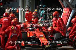 Sebastian Vettel (GER) Ferrari SF90 Pit Stop 17.11.2019. Formula 1 World Championship, Rd 20, Brazilian Grand Prix, Sao Paulo, Brazil, Race Day.