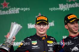 Race winner Max Verstappen (NLD) Red Bull Racing celebrates on the podium. 17.11.2019. Formula 1 World Championship, Rd 20, Brazilian Grand Prix, Sao Paulo, Brazil, Race Day.