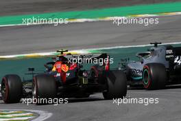 Alexander Albon (THA), Red Bull Racing and Lewis Hamilton (GBR), Mercedes AMG F1   17.11.2019. Formula 1 World Championship, Rd 20, Brazilian Grand Prix, Sao Paulo, Brazil, Race Day.