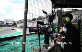 F1 Camera Operator trackside - Charles Leclerc (MON) Ferrari SF90. 16.11.2019. Formula 1 World Championship, Rd 20, Brazilian Grand Prix, Sao Paulo, Brazil, Qualifying Day.