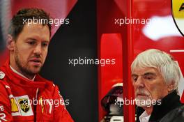 (L to R): Sebastian Vettel (GER) Ferrari with Bernie Ecclestone (GBR). 16.11.2019. Formula 1 World Championship, Rd 20, Brazilian Grand Prix, Sao Paulo, Brazil, Qualifying Day.
