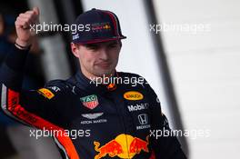 Max Verstappen (NLD) Red Bull Racing celebrates his pole position in qualifying parc ferme. 16.11.2019. Formula 1 World Championship, Rd 20, Brazilian Grand Prix, Sao Paulo, Brazil, Qualifying Day.