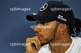 Lewis Hamilton (GBR) Mercedes AMG F1 in the post qualifying FIA Press Conference. 16.11.2019. Formula 1 World Championship, Rd 20, Brazilian Grand Prix, Sao Paulo, Brazil, Qualifying Day.