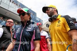 (L to R): Sergio Perez (MEX) Racing Point F1 Team and Daniel Ricciardo (AUS) Renault F1 Team on the drivers parade. 17.11.2019. Formula 1 World Championship, Rd 20, Brazilian Grand Prix, Sao Paulo, Brazil, Race Day.