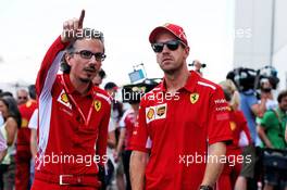 (L to R): Laurent Mekies (FRA) Ferrari Sporting Director with Sebastian Vettel (GER) Ferrari. 07.06.2019. Formula 1 World Championship, Rd 5, Spanish Grand Prix, Barcelona, Spain, Practice Day.