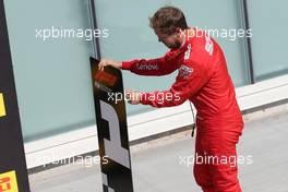 Sebastian Vettel (GER) Ferrari SF90 moves the 1st place board. 09.06.2019. Formula 1 World Championship, Rd 7, Canadian Grand Prix, Montreal, Canada, Race Day.