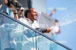 Race winner Lewis Hamilton (GBR) Mercedes AMG F1 celebrates on the podium. 09.06.2019. Formula 1 World Championship, Rd 7, Canadian Grand Prix, Montreal, Canada, Race Day.