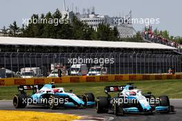 George Russell (GBR) Williams Racing FW42 leads team mate Robert Kubica (POL) Williams Racing FW42. 09.06.2019. Formula 1 World Championship, Rd 7, Canadian Grand Prix, Montreal, Canada, Race Day.