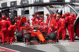Sebastian Vettel (GER) Ferrari SF90 makes a pit stop. 09.06.2019. Formula 1 World Championship, Rd 7, Canadian Grand Prix, Montreal, Canada, Race Day.