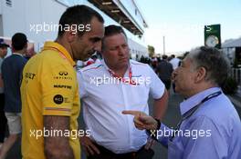 (L to R): Cyril Abiteboul (FRA) Renault Sport F1 Managing Director with Zak Brown (USA) McLaren Executive Director and Jean Todt (FRA) FIA President. 08.06.2019. Formula 1 World Championship, Rd 7, Canadian Grand Prix, Montreal, Canada, Qualifying Day.