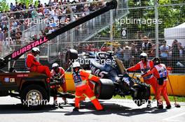 Kevin Magnussen (DEN) Haas VF-19 crashed during qualifying. 08.06.2019. Formula 1 World Championship, Rd 7, Canadian Grand Prix, Montreal, Canada, Qualifying Day.