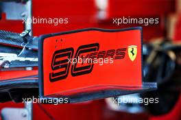Ferrari SF90 front wing detail - 90 Years branding. 06.06.2019. Formula 1 World Championship, Rd 7, Canadian Grand Prix, Montreal, Canada, Preparation Day.