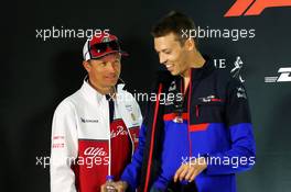 (L to R): Kimi Raikkonen (FIN) Alfa Romeo Racing and Daniil Kvyat (RUS) Scuderia Toro Rosso in the FIA Press Conference. 06.06.2019. Formula 1 World Championship, Rd 7, Canadian Grand Prix, Montreal, Canada, Preparation Day.