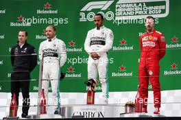 The podium (L to R): Valtteri Bottas (FIN) Mercedes AMG F1, second; Lewis Hamilton (GBR) Mercedes AMG F1, race winner; Sebastian Vettel (GER) Ferrari, third. 14.04.2019. Formula 1 World Championship, Rd 3, Chinese Grand Prix, Shanghai, China, Race Day.