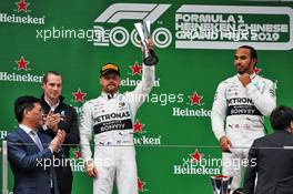 Valtteri Bottas (FIN) Mercedes AMG F1 celebrates his second position on the podium. 14.04.2019. Formula 1 World Championship, Rd 3, Chinese Grand Prix, Shanghai, China, Race Day.