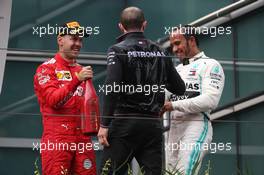 1st place Lewis Hamilton (GBR) Mercedes AMG F1 W10 and Sebastian Vettel (GER) Ferrari SF90. 14.04.2019. Formula 1 World Championship 14.04.2019. Formula 1 World Championship, Rd 3, Chinese Grand Prix, Shanghai, China, Race Day.