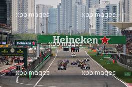 Lewis Hamilton (GBR) Mercedes AMG F1 W10 leads Valtteri Bottas (FIN) Mercedes AMG F1 W10 at the start of the race. 14.04.2019. Formula 1 World Championship, Rd 3, Chinese Grand Prix, Shanghai, China, Race Day.