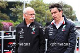 (L to R): Dr. Dieter Zetsche (GER) Daimler AG CEO with Toto Wolff (GER) Mercedes AMG F1 Shareholder and Executive Director. 14.04.2019. Formula 1 World Championship, Rd 3, Chinese Grand Prix, Shanghai, China, Race Day.