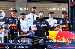 (L to R): Pierre Gasly (FRA) Red Bull Racing; Christian Horner (GBR) Red Bull Racing Team Principal; Max Verstappen (NLD) Red Bull Racing, celebrate 1000 F1 races with Esso and Mobil.  11.04.2019. Formula 1 World Championship, Rd 3, Chinese Grand Prix, Shanghai, China, Preparation Day.