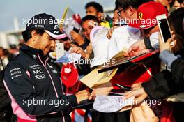 Sergio Perez (MEX) Racing Point F1 Team signs autographs for the fans. 11.04.2019. Formula 1 World Championship, Rd 3, Chinese Grand Prix, Shanghai, China, Preparation Day.