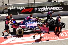 The Racing Point F1 Team RP19 of Lance Stroll (CDN) Racing Point F1 Team is recovered back to the pits after he crashed in the first practice session. 10.05.2019. Formula 1 World Championship, Rd 5, Spanish Grand Prix, Barcelona, Spain, Practice Day.