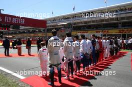 Drivers during the national anthem. 12.05.2019. Formula 1 World Championship, Rd 5, Spanish Grand Prix, Barcelona, Spain, Race Day.