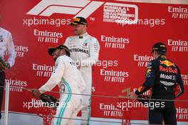 1st place Lewis Hamilton (GBR) Mercedes AMG F1 W10, 2nd Valtteri Bottas (FIN) Mercedes AMG F1, 3rd place Max Verstappen (NLD) Red Bull Racing RB15. 12.05.2019. Formula 1 World Championship, Rd 5, Spanish Grand Prix, Barcelona, Spain, Race Day.