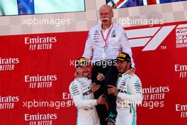 The podium (L to R): Valtteri Bottas (FIN) Mercedes AMG F1 celebrates his second position with Dr. Dieter Zetsche (GER) Daimler AG CEO and race winner Lewis Hamilton (GBR) Mercedes AMG F1. 12.05.2019. Formula 1 World Championship, Rd 5, Spanish Grand Prix, Barcelona, Spain, Race Day.