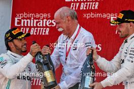 The podium (L to R): race winner Lewis Hamilton (GBR) Mercedes AMG F1 celebrates with Dr. Dieter Zetsche (GER) Daimler AG CEO and second placed team mate Valtteri Bottas (FIN) Mercedes AMG F1. 12.05.2019. Formula 1 World Championship, Rd 5, Spanish Grand Prix, Barcelona, Spain, Race Day.