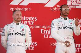 2nd place Valtteri Bottas (FIN) Mercedes AMG F1 W10 and 1st place Lewis Hamilton (GBR) Mercedes AMG F1 W10. 12.05.2019. Formula 1 World Championship, Rd 5, Spanish Grand Prix, Barcelona, Spain, Race Day.