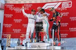 The podium (L to R): Valtteri Bottas (FIN) Mercedes AMG F1, second; Dr. Dieter Zetsche (GER) Daimler AG CEO; Lewis Hamilton (GBR) Mercedes AMG F1, race winner; Max Verstappen (NLD) Red Bull Racing, third. 12.05.2019. Formula 1 World Championship, Rd 5, Spanish Grand Prix, Barcelona, Spain, Race Day.