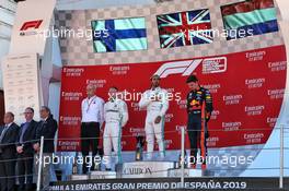 The podium (L to R): Valtteri Bottas (FIN) Mercedes AMG F1, second; Lewis Hamilton (GBR) Mercedes AMG F1, race winner; Max Verstappen (NLD) Red Bull Racing, third. 12.05.2019. Formula 1 World Championship, Rd 5, Spanish Grand Prix, Barcelona, Spain, Race Day.