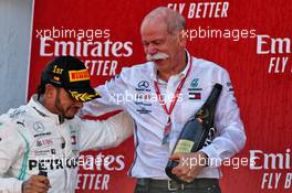 The podium (L to R): race winner Lewis Hamilton (GBR) Mercedes AMG F1 celebrates with Dr. Dieter Zetsche (GER) Daimler AG CEO. 12.05.2019. Formula 1 World Championship, Rd 5, Spanish Grand Prix, Barcelona, Spain, Race Day.