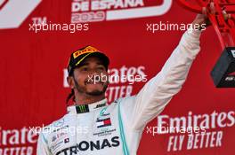 Race winner Lewis Hamilton (GBR) Mercedes AMG F1 celebrates on the podium. 12.05.2019. Formula 1 World Championship, Rd 5, Spanish Grand Prix, Barcelona, Spain, Race Day.