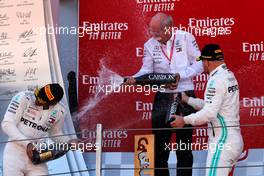 The podium (L to R): Race winner Lewis Hamilton (GBR) Mercedes AMG F1 celebrates with Dr. Dieter Zetsche (GER) Daimler AG CEO and second placed team mate Valtteri Bottas (FIN) Mercedes AMG F1. 12.05.2019. Formula 1 World Championship, Rd 5, Spanish Grand Prix, Barcelona, Spain, Race Day.
