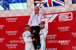 The podium (L to R): Valtteri Bottas (FIN) Mercedes AMG F1 celebrates his second position with Dr. Dieter Zetsche (GER) Daimler AG CEO and race winner Lewis Hamilton (GBR) Mercedes AMG F1. 12.05.2019. Formula 1 World Championship, Rd 5, Spanish Grand Prix, Barcelona, Spain, Race Day.