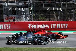 Lewis Hamilton (GBR) Mercedes AMG F1 W10, Valtteri Bottas (FIN) Mercedes AMG F1 W10, and Sebastian Vettel (GER) Ferrari SF90, at the start of the race. 12.05.2019. Formula 1 World Championship, Rd 5, Spanish Grand Prix, Barcelona, Spain, Race Day.