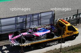 The Racing Point F1 Team RP19 of race retiree Lance Stroll (CDN) Racing Point F1 Team is recovered back to the pits on the back of a truck. 12.05.2019. Formula 1 World Championship, Rd 5, Spanish Grand Prix, Barcelona, Spain, Race Day.
