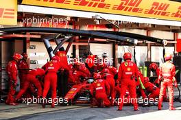 Sebastian Vettel (GER) Ferrari SF90 makes a pit stop. 12.05.2019. Formula 1 World Championship, Rd 5, Spanish Grand Prix, Barcelona, Spain, Race Day.