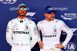 (L to R): second placed Lewis Hamilton (GBR) Mercedes AMG F1 in qualifying parc ferme with team mate and pole sitter Valtteri Bottas (FIN) Mercedes AMG F1. 11.05.2019. Formula 1 World Championship, Rd 5, Spanish Grand Prix, Barcelona, Spain, Qualifying Day.