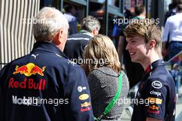 (L to R): Dr Helmut Marko (AUT) Red Bull Motorsport Consultant with Dan Ticktum (GBR) Red Bull Racing Test Driver. 12.05.2019. Formula 1 World Championship, Rd 5, Spanish Grand Prix, Barcelona, Spain, Race Day.
