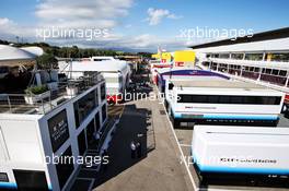 Williams Racing motorhome and trucks in the paddock. 12.05.2019. Formula 1 World Championship, Rd 5, Spanish Grand Prix, Barcelona, Spain, Race Day.
