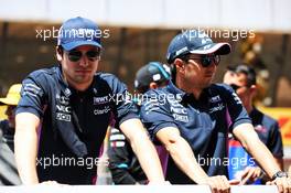 (L to R): Lance Stroll (CDN) Racing Point F1 Team and Sergio Perez (MEX) Racing Point F1 Team on the drivers parade. 12.05.2019. Formula 1 World Championship, Rd 5, Spanish Grand Prix, Barcelona, Spain, Race Day.